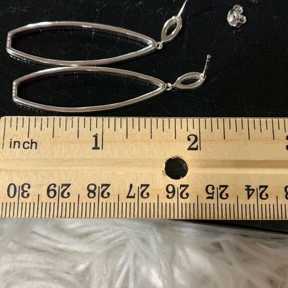 CZ crusted STERLING Silver 925 marquise-shaped drop earrings - Picture 4 of 5